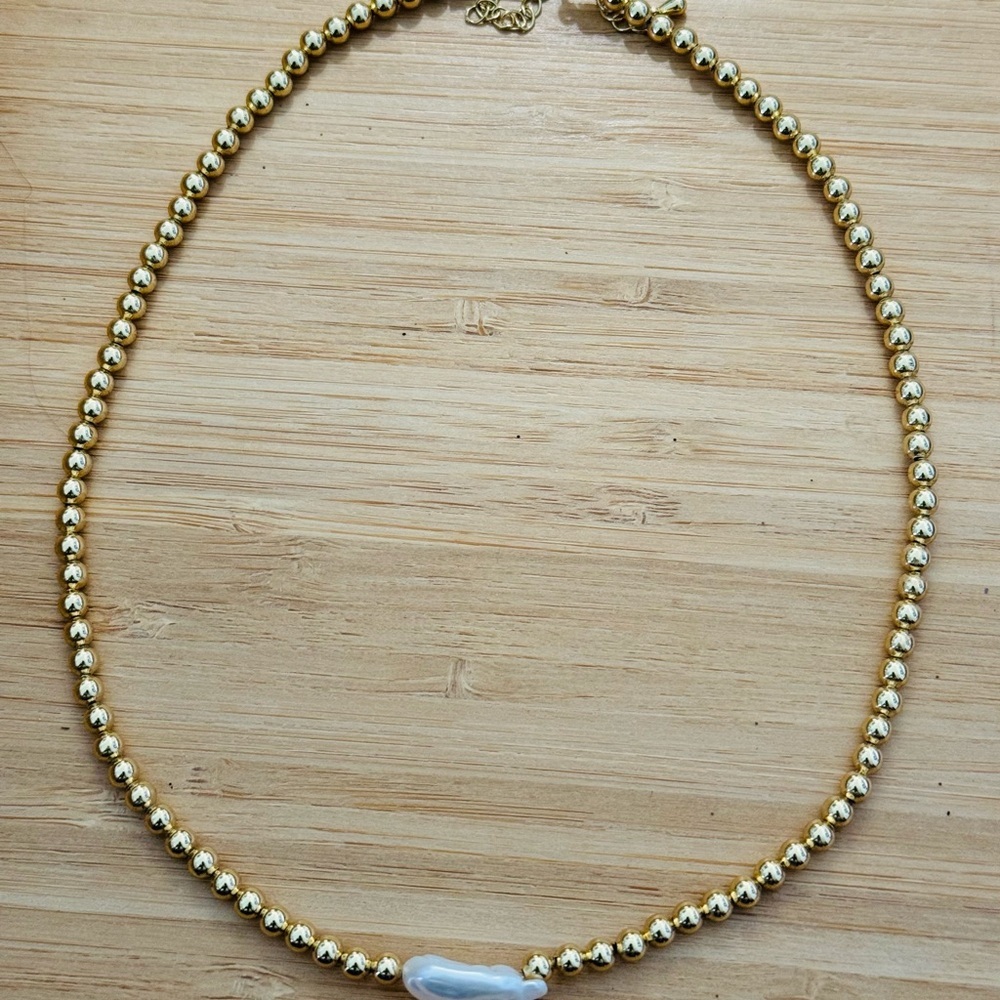 Necklace Fashion Round Freshwater Pearl Copper Plating Womens 1 Piece Brand New - Picture 3 of 3